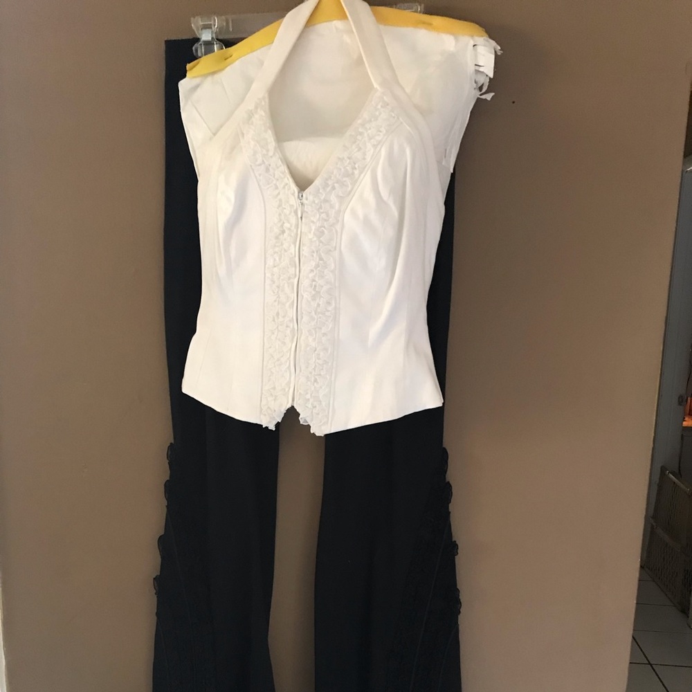 Cache Ruffle Halter Top